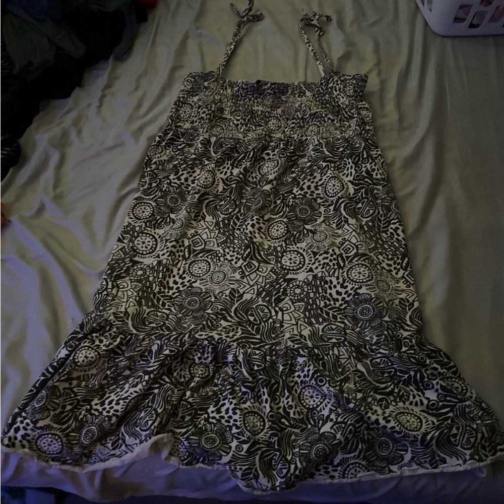 H&M Black and White Patterned Mini Dress